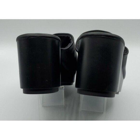 Karl Lagerfeld 'Lyric' 38.5 Black Leather Slide Wedge Platform 8 Sandals NWOB - Picture 11 of 14